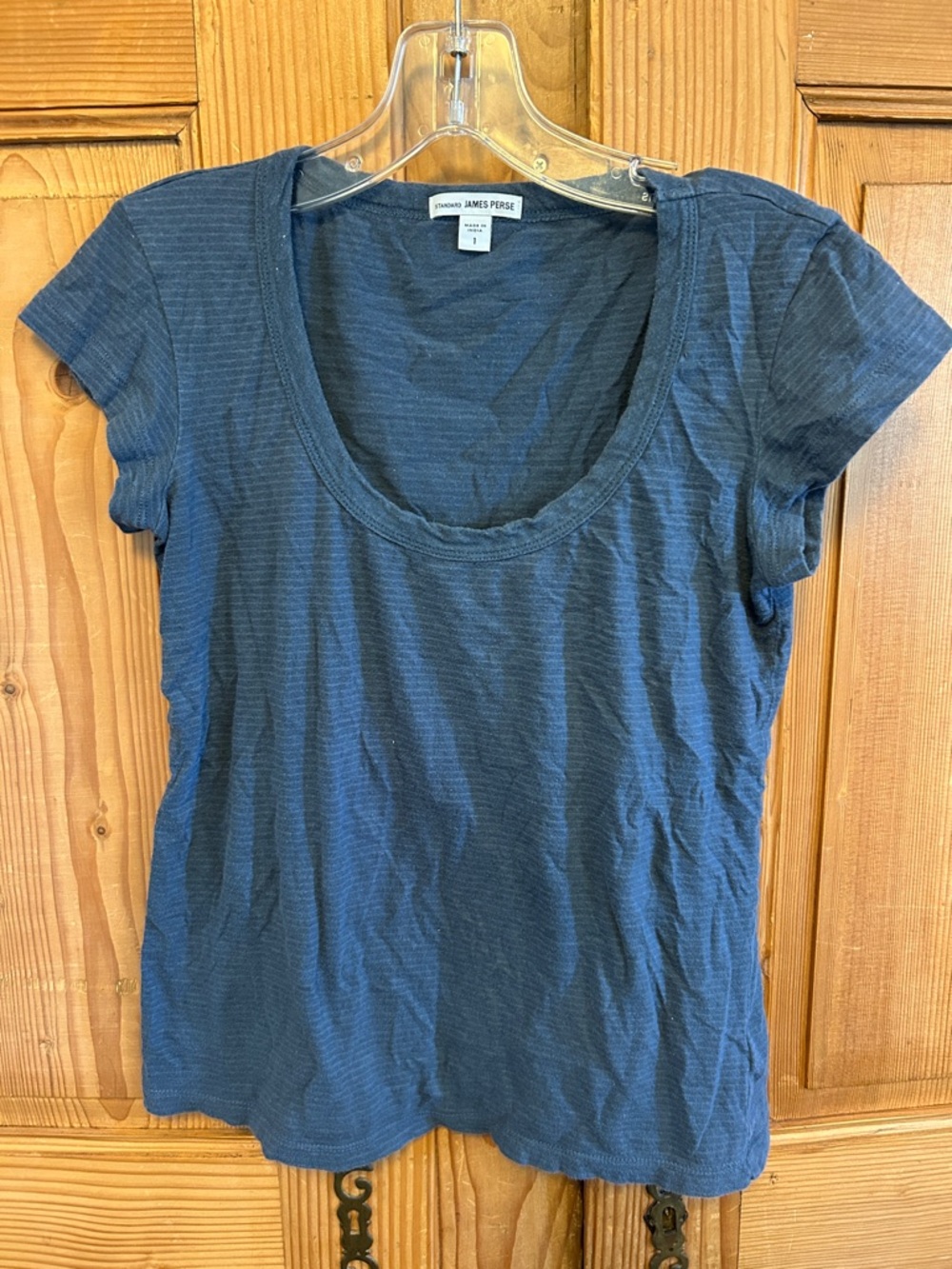 James Perse‎ Standard Slate Blue Scoop Neck T Shirt 100% Cotton Short Sleeve 1